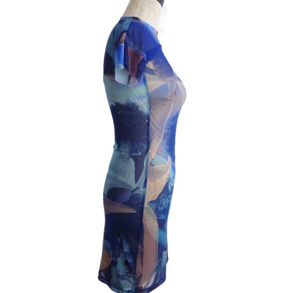 With Jean Sami Dress  Orchid Morphology Blue Mesh Size S - Picture 2 of 7